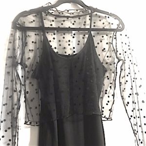 POLK-A-DOT MESH ❤︎ NWOT BLACK COVER TOP